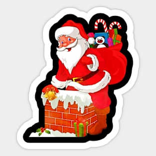 Merry Christmas Santa At Chimney Sticker